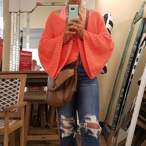 Free People Cropped Cozy Sweater W/ Bell Sleeves